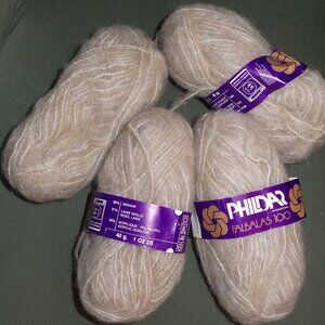 Yarn Wool Mohair 4 skeins 40gr ea light beige